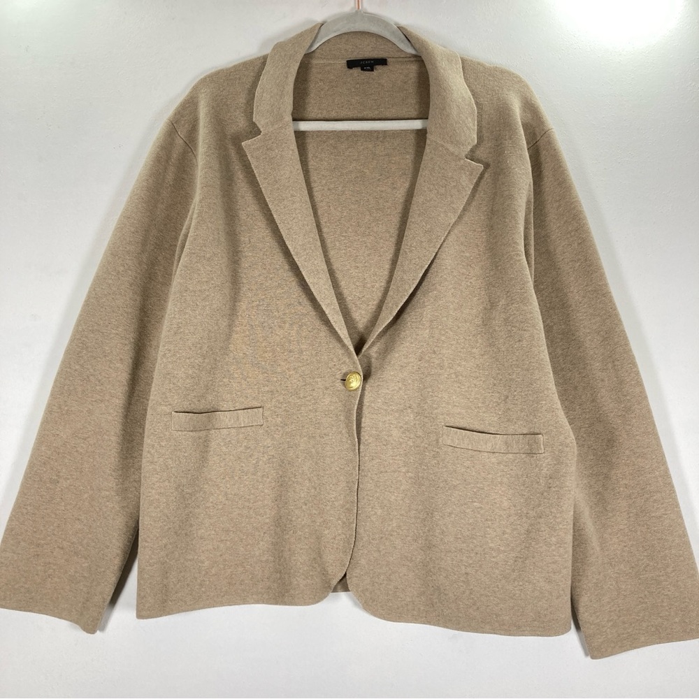 J.Crew Women’s Camille Shrunken Sweater Blazer Tan Beige XXL Minimalist